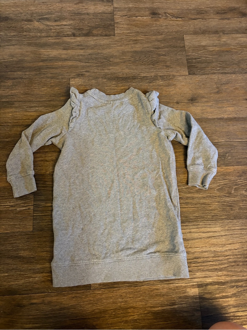 Hanna Andersson Girls Grey Sweatshirt Long Sleeve Dress W/ Ruffle Details Size 5 - Picture 5 of 5